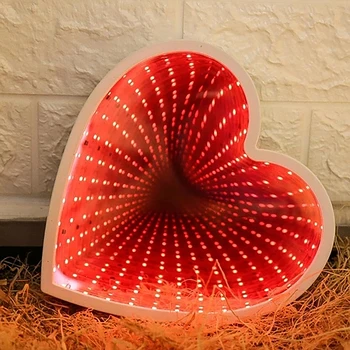 LED 3D Coração do Amor do Espelho, Lâmpada de Túnel de Luz do Interior Decorativos Para a Casa Quarto Criança Menina Presentes de Dia dos Namorados Ornamento da Lâmpada
