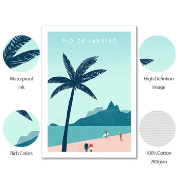 Viagem Cartaz HD Imprime Rio de Janeiro, em Lona Cartaz Havaí, México, Califórnia Impressão de Parede a Imagem Nórdicos Decoração Pintura Decoração Moderna