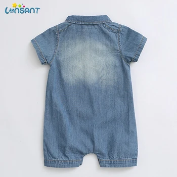 LONSANT Verão Nova Chegada de Jeans Meninos do Bebê Roupa de Design de Moda Linda de Romper Bolsos Confortável Bebe Roupas de Meninas N30