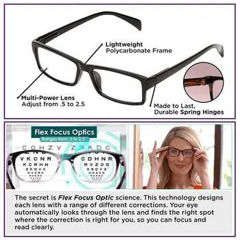 Foco Automático-Ajuste de óculos de Leitura homens mulheres Um Poder Leitores Óculos 0.5 1 1.5 2.0 2.5 Dropshipping