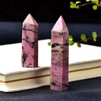1PC um Cristal Natural Ponto de Rosa turmalina Cura Obelisco Quartzo Rosa Varinha de Enfeite para Decoração de Casa a Energia Reiki Pirâmide de Pedra