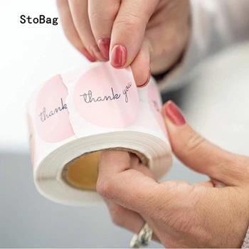 StoBag 500pcs Obrigado Etiquetas de Papel 1inch cor-de-Rosa Adesivo para o Casamento, Festa de Aniversário de Favores Etiquetas de Endereçamento Suprimentos Festival