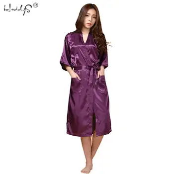 Luxo Pijamas Veste Mulheres de Cetim de Seda Quimono Roupões de Lingerie Chemises Mulheres de Dama de honra de Roupões de Sexy, com Longas Vestes Com Cinto de S-3XL