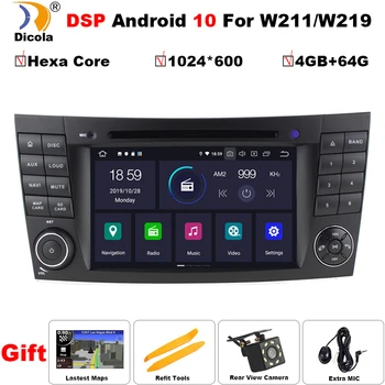 PX6 Android de 10 DSP Hexa core 4+64G DE DVD do CARRO da MERCEDES-BENZ CLASSE E W211 carro estéreo de áudio de dvd de navegação GPS, Suporte DVR
