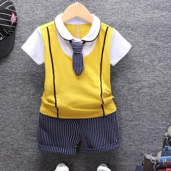 2020 o Novo Menino Roupas Terno Cavalheiro de Manga Curta T-shirt, Calças de 2-Conjunto de peças de Roupas infantis Para Meninos de 0-6 Anos de Idade o Menino Empate