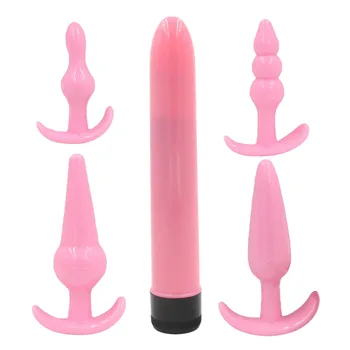 5 Pcs/Set Silicone Anal Butt Plug & G Spot Vibradores para as Mulheres, Vagina, Anal Massageador Vibrador Vibrador Brinquedos Eróticos