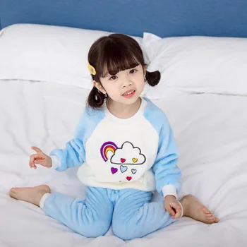 Crianças De Lã Pijama Cartoon Pijamas Terno Para O Bebê Meninos Meninas Rapazes Raparigas Macio Quente Pijama Conjunto De Outono Inverno Para 3 4 5 6 7 Anos Crianças