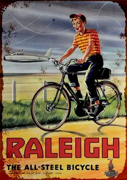 Raleigh O Aço Bicicleta De Metal Vintage Estanho Sinal De Parede Decoração