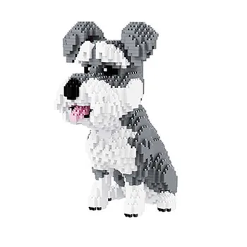 2100pcs Balody Cinza Schnauzer Cão de Animal de Estimação do Modelo 3D Pequeno Mini Blocos de Diamante Tijolos de Construção de Brinquedo para as Crianças que nenhuma Caixa de 16049