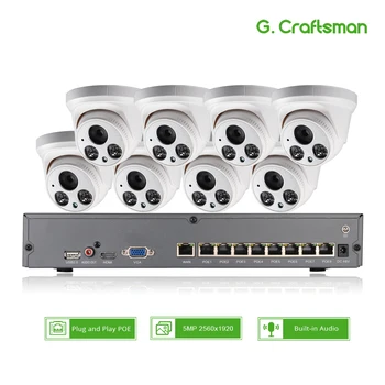 8ch 5MP POE Kit de Áudio H. 265 Sistema Inteligente de Segurança do CCTV do NVR 5.0 MP Interior do IR Câmera IP de Vigilância por Vídeo DIY G. Artesão