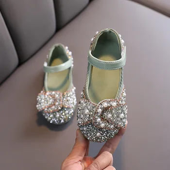 2020 Novos Sapatos para Crianças de Pérola, Strass Brilhante Crianças Princesa Sapatos de Bebê Sapatos de Meninas Para a Festa e Casamento