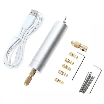 18pcs/set Mini Elétrica da Mão da Broca USB Ferramenta rotativa Conjunto com os 0,8-1,2 mm Broca helicoidal de 1,0-3,0 mm de Cobre Chuck para gravar Polimento