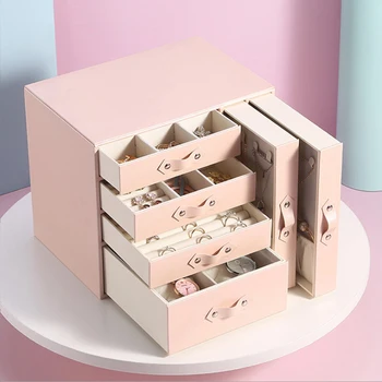 Caixa de jóias Com Bloqueio de Multi-função da Jóia da Caixa de Armazenamento de Princesa Estilo Europeu, de Grande Capacidade de Jóias Caixa de Presente de Casamento