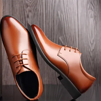 Aumento da altura de 6CM Elevador de Casamento Sapatos de Homens de Couro Genuíno Oxfords Elegantes, Homens de Vestido Sapatas de 2019 Noivo Sapatos