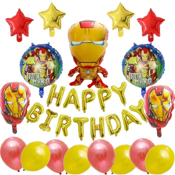 18PCS super-Herói dos desenhos animados Balões Folha de homem-Aranha, Batman IronMan Capitão América desenho animado de Aniversário, Decoração de festas de Presente