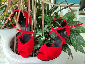 Chegada Nova Natal, Ano Novo, Namorada De Presente Vermelho Roxo Macio E Confortável De Sapatos De Mulheres Meninas Salsa Salão De Dança Latina Sapatos