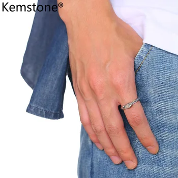 Kemstone Moda de Aço Inoxidável Cobra Pouco Jóia do Anel de Presente para Homens