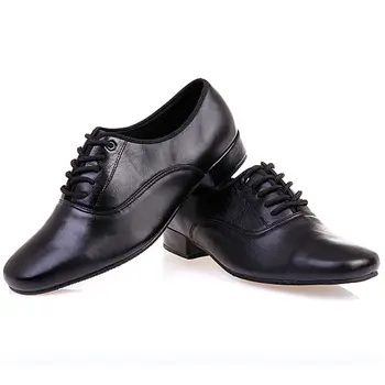 Homens do latino Dança Sapatos Couro Genuíno de Salão Sapatos de Dança Homens Negros Profissional de Dança Sapatos de Sola Macia Plus Size 39-46