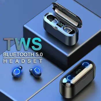 Novo F9 Fones de ouvido sem Fio Bluetooth 5.0 Fone de ouvido TWS APARELHAGEM hi-fi, Mini-Em-orelha de Esportes Executando o Fone de ouvido Suporte iOS/Android Telefones HD Chamada
