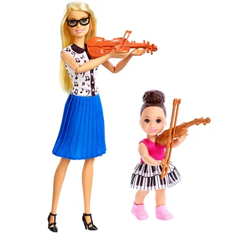 Original Boneca Barbie Professor de Música e Estudante de Boneca Conjunto Brinquedo de Menina da Barbie Violino Menina de Aprendizagem Conjunto Brinquedo Menina Presentes FXP18