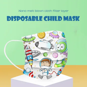 50PCS desenho infantil de Impressão Máscara Descartável de 3 camadas Criança Crianças Filtro de Higiene Engrossar Máscara facial Gancho Boca Tampa