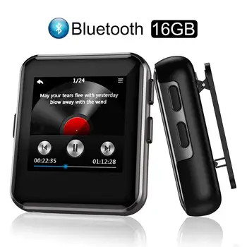 MP4 Player com Bluetooth Portátil hi-fi sem Perdas de Som Leitor de Música da Tela de Toque com Rádio de FM, de Volta Clipe, Pulseira Incluído