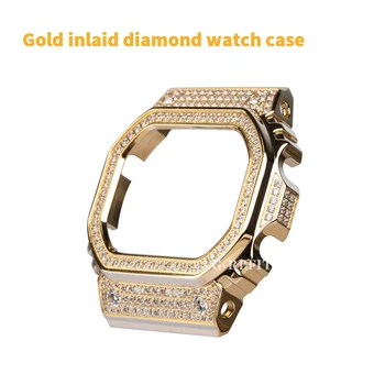 G-Adaptação de aço inoxidável 316L DW5600 diamante incrustado Correia de Relógio Bezel G-shock DW5000/5035 Caso Relógio de Banda e com ferramentas de