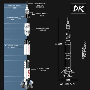 Novo Apollo Saturno V Do Espaço Exterior Do Modelo Transportadora Foguete De Brinquedo Com O Lançamento De Torre De Blocos De Construção Para Crianças, Adultos Brinquedos De Presente