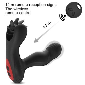 Controle remoto Plug Anal Vibrador de Língua Lambendo Massagem de Próstata Aquecimento do ponto de G Vibe Vibrador Plug anal Adultos Brinquedo do Sexo Para o Homem