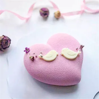 8 Cavidade do Molde de Silicone para confecção 3D em Forma de Coração de Bolo Mousse de Moldes Bandejas de Cupcake de Sobremesa de Chocolate da Non-vara Assadeira com Molde