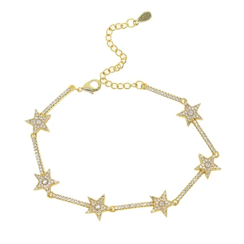 Moda Jóias Estrelas pulseira dupla de alta qualidade combinar brilhantes estrelas pulseira elegante sweety jóias para mulheres meninas pulseras