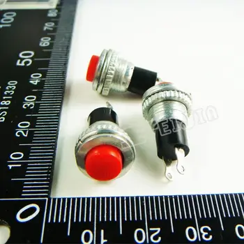 DS-316 Botão de cor Vermelha 0,5 A/250VAC OFF-ON 2pinos Não Auto-bloqueio do Interruptor de Botão de pressão (Auto reset switch () 100Pcs/monte