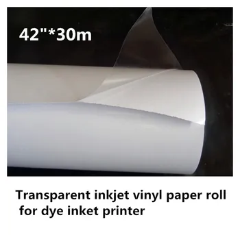 42in de pvc Transparente de Impressão de JATO de tinta Brilhante Etiqueta Auto-Adesiva Rolo Para o Label de Impressão