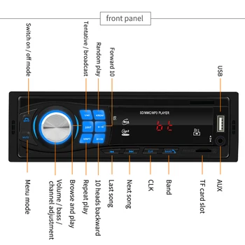 Auto-Rádio 1 Din auto-Rádio Auto de Áudio Rádio FM Estéreo Bluetooth Estéreo Leitor de Controle Remoto SD USB AUX MP3 Player