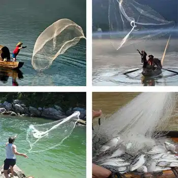 Lazer Ao Ar Livre Da Mão De Arremesso De Rede De Pesca-Americano De Mão, Jogando Líquido Do Peixe, Camarão Líquido Rede De Pesca