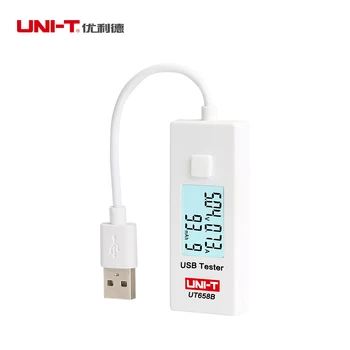UNIDADE profissional UT658B Digital USB Testadores Testável Estável de Entrada Faixa de Tensão De 3V para 9,0 V UT658 com luz de fundo do LCD-NOS