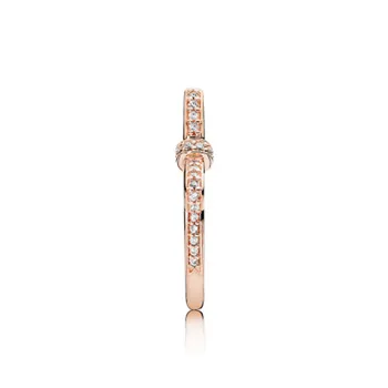2018 Novo Clássico Autêntico 925 prata esterlina, Anel de Ouro Rosa Arco com um Anel de Zircão Boêmio Midi Dedo Jóias Bague Femme