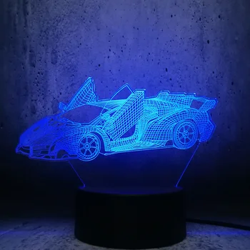 Lamborghini Veneno Carro de Corrida do Modelo 3D LED Lâmpada Luz da Noite brinquedo Legal adolescente supercarro fãs de aniversário, Decoração de Quarto de bulbo