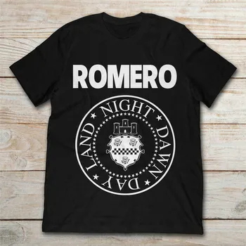 Romero Terras Noite de Madrugada O Dia Dos Mortos Castelo Zombie Terror Black T-Shirt S-3Xl volta de Estilo T-Shirt