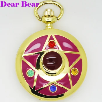 (1054), o NOVO Ouro Tom de Caricatura Anime Sailor Moon Relógio de Bolso,12pcs/lote , Diâmetro 4 cm. Atacado