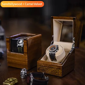Luxo natural solidwood Watch winder Personalizado alimentado por bateria de madeira automática do relógio enroladores único
