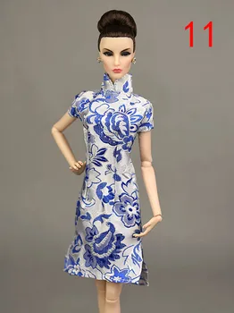Azul Artesanal Chinês Tradicional Vestido Para A Boneca Barbie Com Roupas Cheongsam Gola Alta Qipao Exclusivos Vestidos De Noite Vestidos Vestido