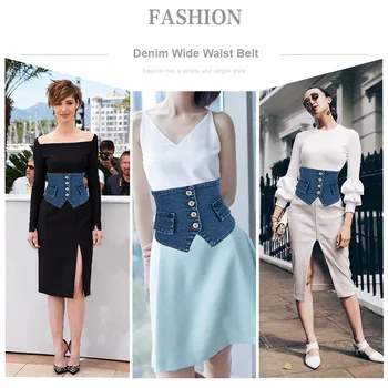 Moda das Mulheres de Jeans, Cintos largos Senhoras Feminino da Cintura para Vestido Acessórios Espartilho Cinch Cintos Compoteira Cintura Cinturones