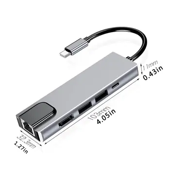 USB Tipo C Hub Adaptador de Dock com 4K HDMI PD RJ45 Ethernet Lan taxa para MacBook USB Tipo C Hub liga de Alumínio da Placa de