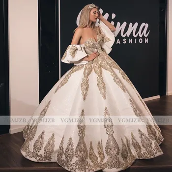 Elegante Longos Vestidos de Noite 2020 Querida com Mangas Apliques árabe Vestidos Formais Bola Vestido de Baile, Vestidos de Robe De Sarau