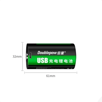 2pcs/monte Grande capacidade de 1,5 V 9000mWh bateria recarregável D-tipo Micro USB recarregável bateria de Lipo LR20 bateria