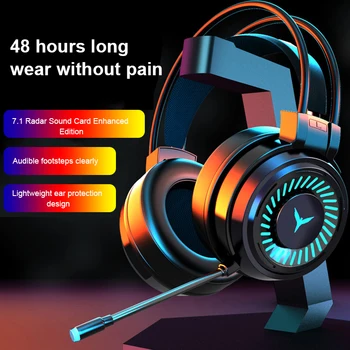 Fones de ouvido para jogos Gamer Fones de ouvido o Som Surround Estéreo de Fones de ouvido com Fio Microfone USB Coloridos de Luz do PC Portátil Jogo de Cabeça