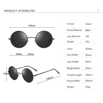 Psacss NOVA Rodada de Óculos de sol Polarizados Homens Mulheres Metal Perna Vintage da Marca do Designer de Óculos de Sol Para a Condução de Pesca Tons UV400