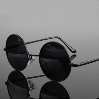 JAXIN Retro Polarizada Óculos Redondos Homens de Preto clássico Óculos de Sol das Mulheres da marca de design de viagem armação de metal óculos de proteção UV400 okulary