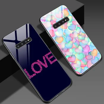 Caixa de vidro para Samsung Galaxy A50 A51 A70 A71 S20 S10 S9 S8 S10e A40 A21S A30 S A20 A20S Nota 10 9 8 Plus Ultra Lite coração de amor